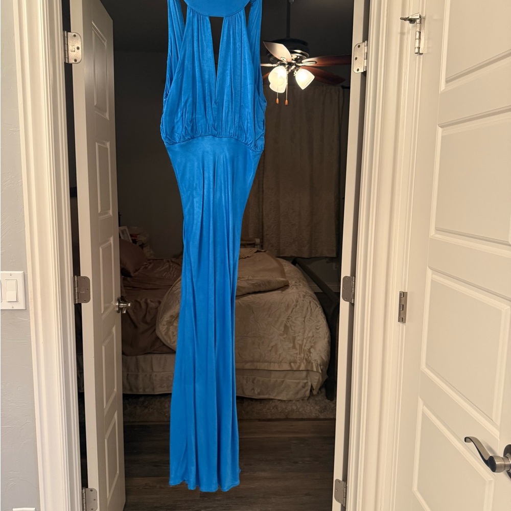 Electric Blue Halter Maxi Dress
